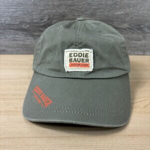 Eddie Bauer Hat Cap Snap Back Brown Olive Green Outdoor Goods Adjustable